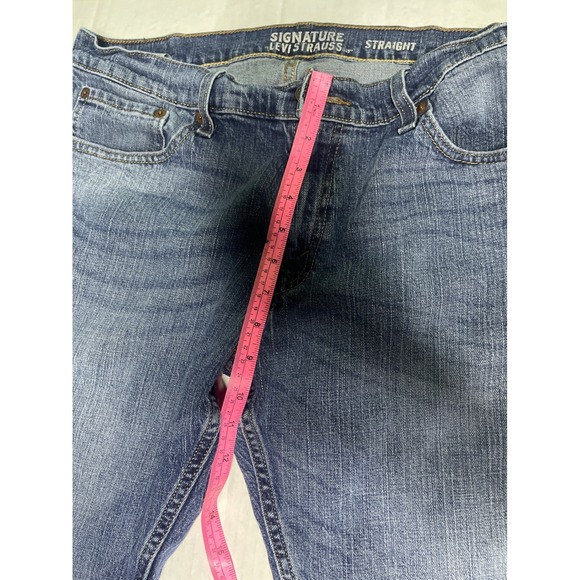 Signature Levi Strauss Mens Straight Leg Blue Jeans Medium Wash 36x32 Stretch - Picture 7 of 14